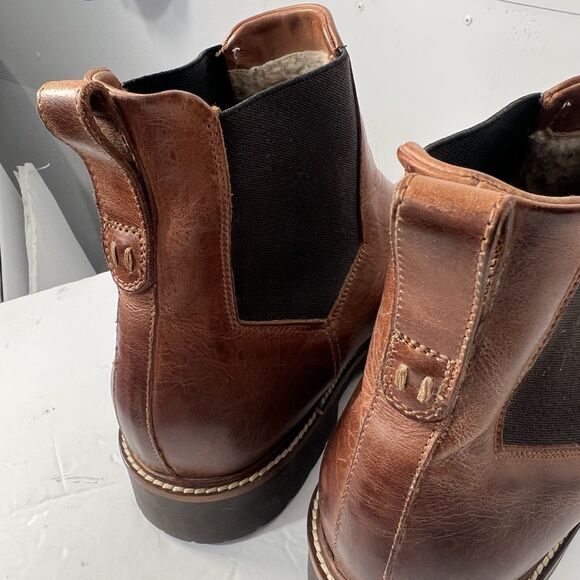 Ross & Snow Men’s Fabio Sherpa Chelsea Leather Boots Italy Brown Size 10 main image 7